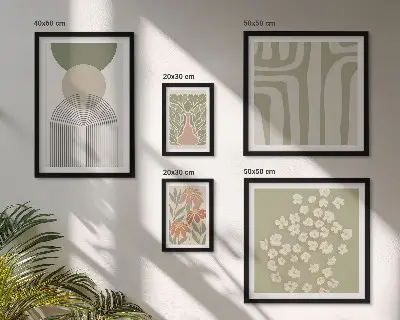 Set di quadri incorniciati con eleganti grafiche floreali dai colori pastello