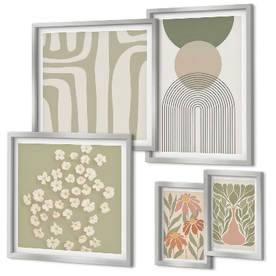 Set di quadri incorniciati Eleganti grafiche floreali dai colori pastello