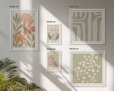 Set di 5 quadri con motivi floreali in stile boho di Londra e Parigi