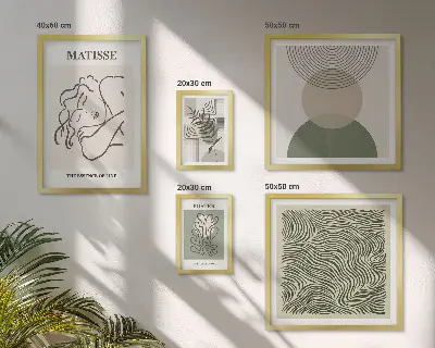 Composizioni vegetali minimaliste polittico con cornice