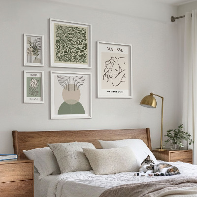Polittico con cornice Composizioni vegetali minimaliste