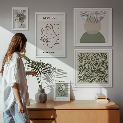 Polittico con cornice Composizioni vegetali minimaliste