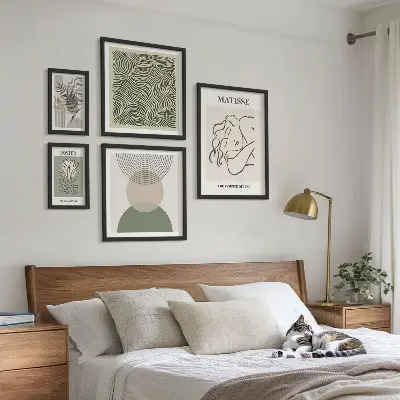 Composizioni vegetali minimaliste polittico con cornice