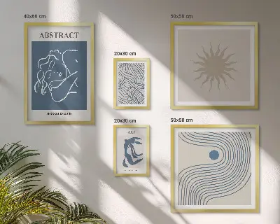 Polittico Elegante geometria astratta con cornice