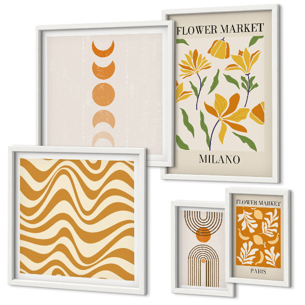 Set di 5 quadri Eleganti decorazioni floreali