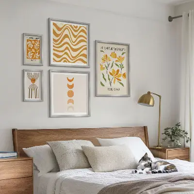 Set di 5 quadri con eleganti decorazioni floreali