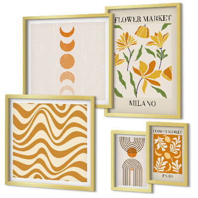 Set di 5 quadri Eleganti decorazioni floreali