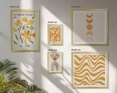 Set di 5 quadri con eleganti decorazioni floreali
