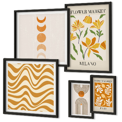 Set di 5 quadri Eleganti decorazioni floreali