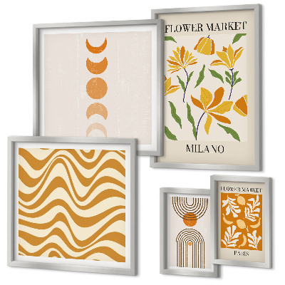 Set di 5 quadri Eleganti decorazioni floreali