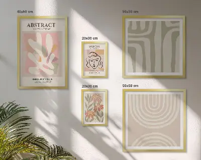 Set di quadri incorniciati con piante astratte eleganti