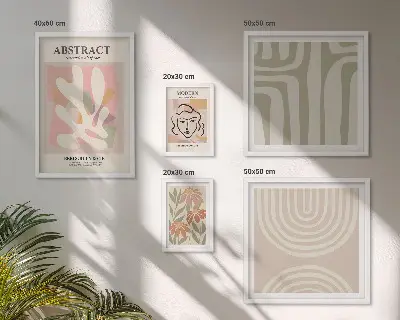 Set di quadri incorniciati con piante astratte eleganti