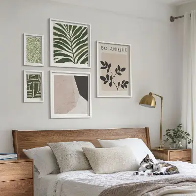 Set di 5 quadri ispirazioni moderne a tema vegetale