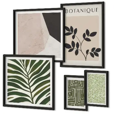 Set di 5 quadri ispirazioni moderne a tema vegetale