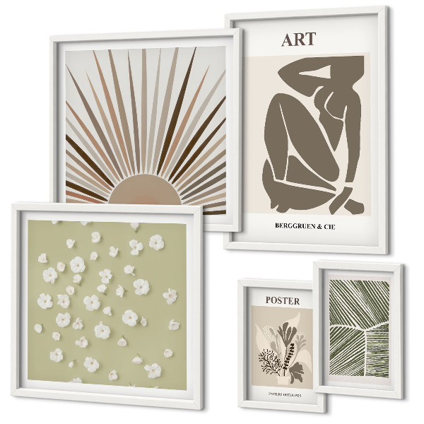 Set di quadri incorniciati Eleganti grafiche astratte di piante