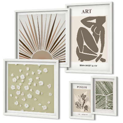 Set di quadri incorniciati Eleganti grafiche astratte di piante