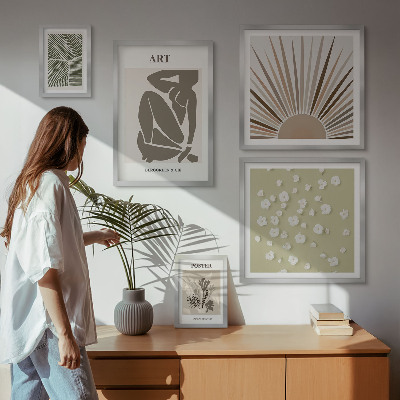 Set di quadri incorniciati Eleganti grafiche astratte di piante