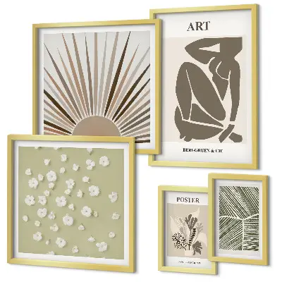 Set di quadri incorniciati con grafiche astratte di piante