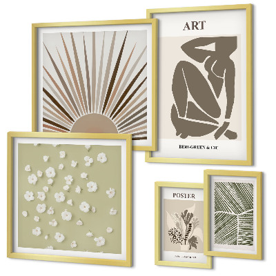 Set di quadri incorniciati Eleganti grafiche astratte di piante