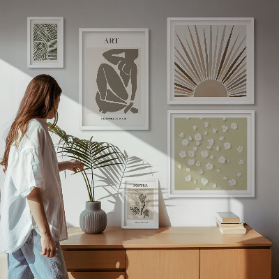 Set di quadri incorniciati Eleganti grafiche astratte di piante