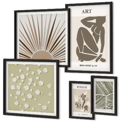 Set di quadri incorniciati Eleganti grafiche astratte di piante