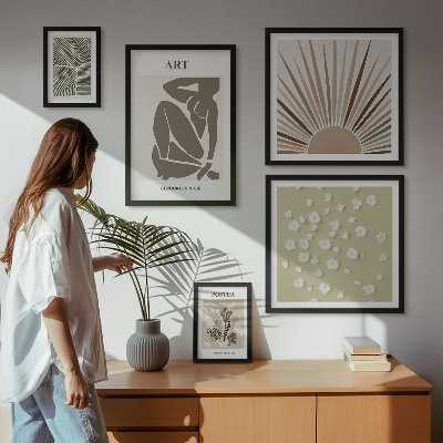 Set di quadri incorniciati Eleganti grafiche astratte di piante