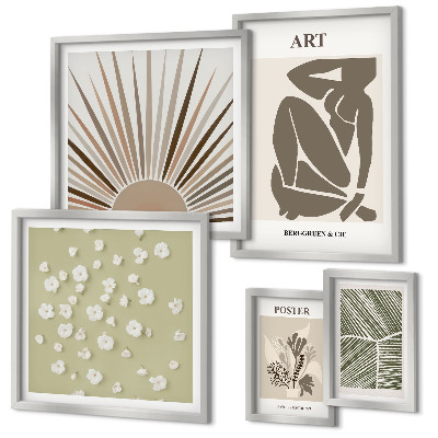 Set di quadri incorniciati Eleganti grafiche astratte di piante
