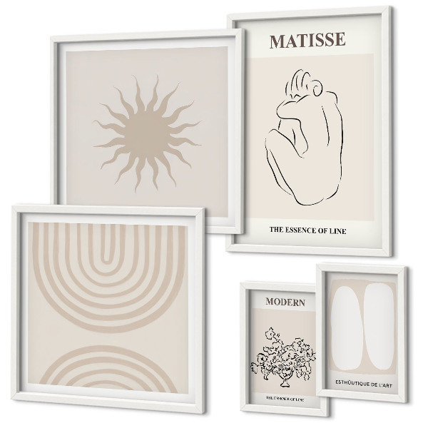 Set di 5 quadri Linee artistiche minimaliste