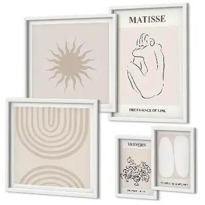 Set di 5 quadri con linee artistiche minimaliste