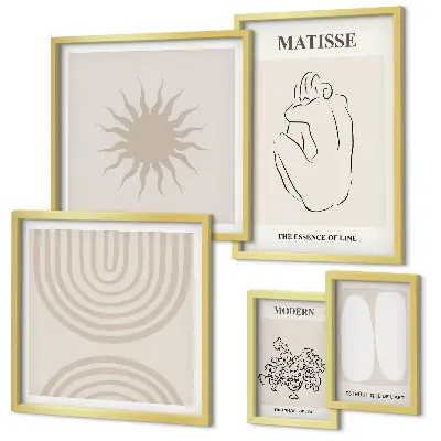 Set di 5 quadri con linee artistiche minimaliste