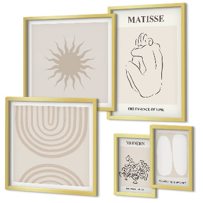 Set di 5 quadri Linee artistiche minimaliste