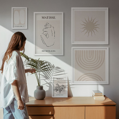 Set di 5 quadri Linee artistiche minimaliste
