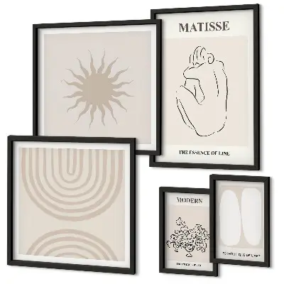 Set di 5 quadri con linee artistiche minimaliste
