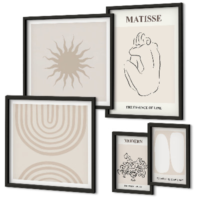 Set di 5 quadri Linee artistiche minimaliste