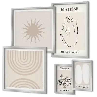 Set di 5 quadri con linee artistiche minimaliste