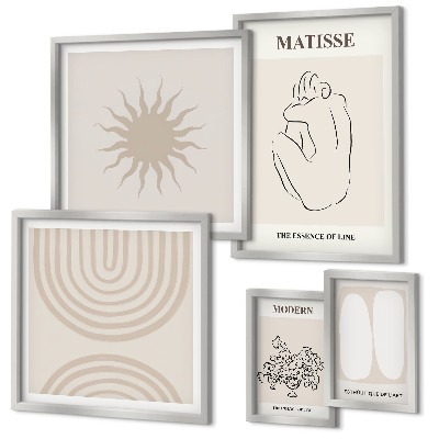 Set di 5 quadri Linee artistiche minimaliste