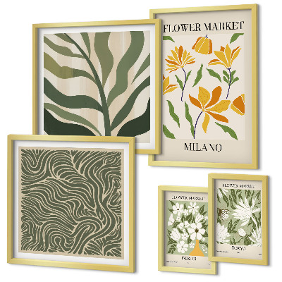 Set di 5 quadri Motivi vegetali moderni