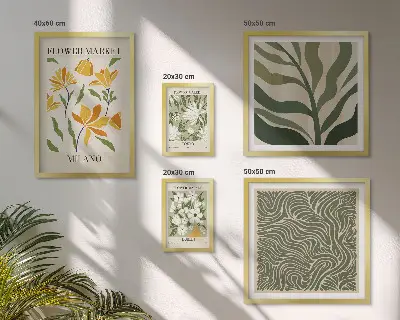 Set di 5 quadri con motivi vegetali moderni