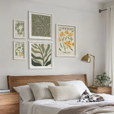 Set di 5 quadri con motivi vegetali moderni