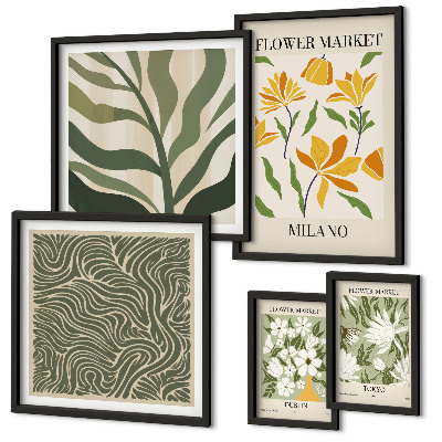 Set di 5 quadri Motivi vegetali moderni