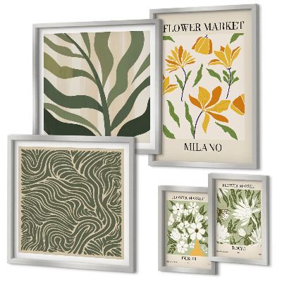 Set di 5 quadri Motivi vegetali moderni