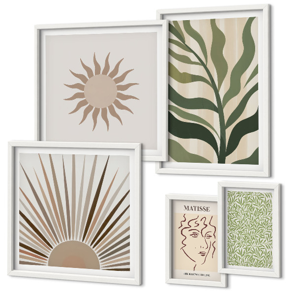 Set di quadri incorniciati Eleganti grafiche astratte di piante
