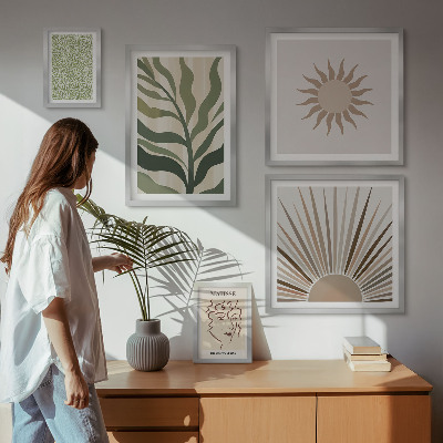 Set di quadri incorniciati Eleganti grafiche astratte di piante