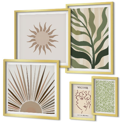 Set di quadri incorniciati Eleganti grafiche astratte di piante
