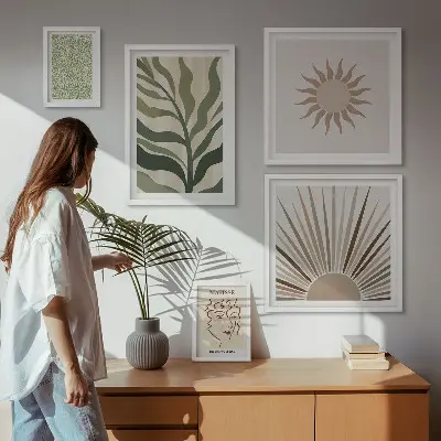 Set di quadri incorniciati con grafiche astratte di piante