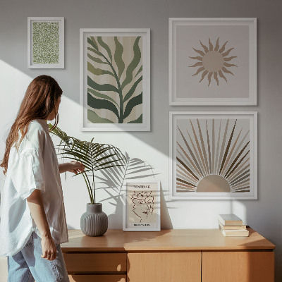 Set di quadri incorniciati Eleganti grafiche astratte di piante