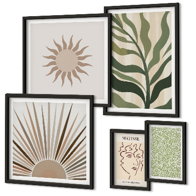 Set di quadri incorniciati Eleganti grafiche astratte di piante