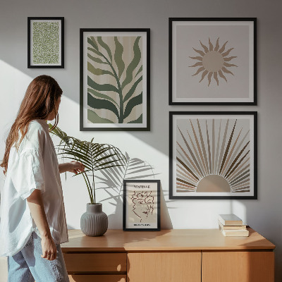 Set di quadri incorniciati Eleganti grafiche astratte di piante