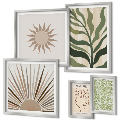 Set di quadri incorniciati Eleganti grafiche astratte di piante
