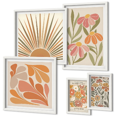 Polittico con cornice Fiori geometrici in stile boho